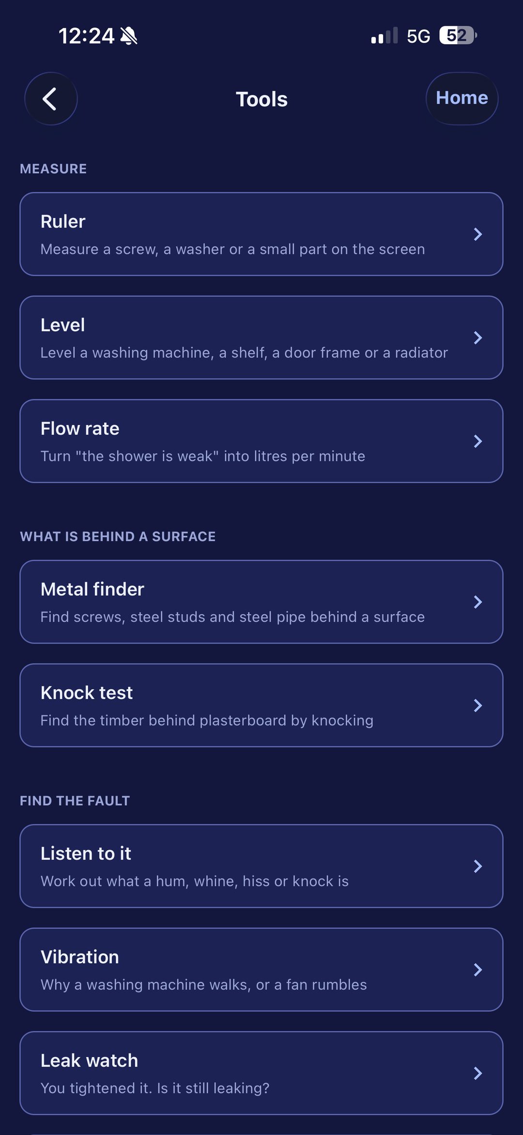 Measuring tools that use the phone's own sensors